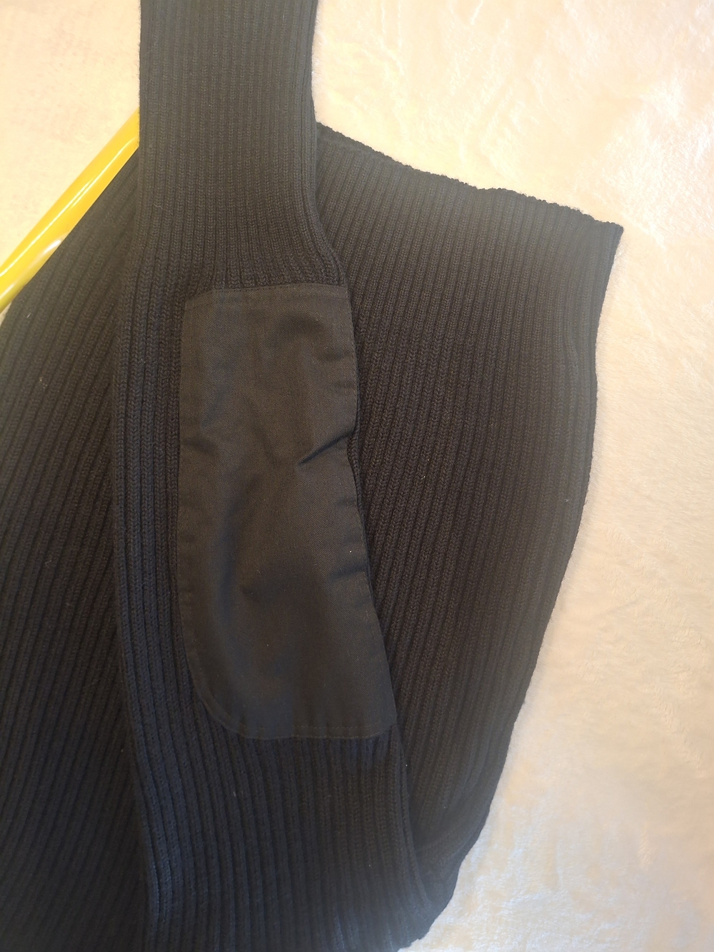 Black Ribbed Crewneck Sweater with Elbow Patches - Picture 6 of 11